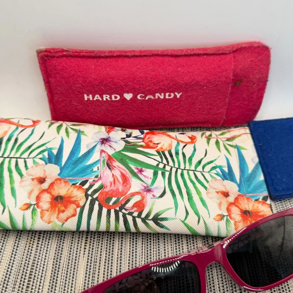 Hard Candy Reading Glasses Set 3 Pairs +1.50 Magnetic Sun Clips Cases Blue Pink